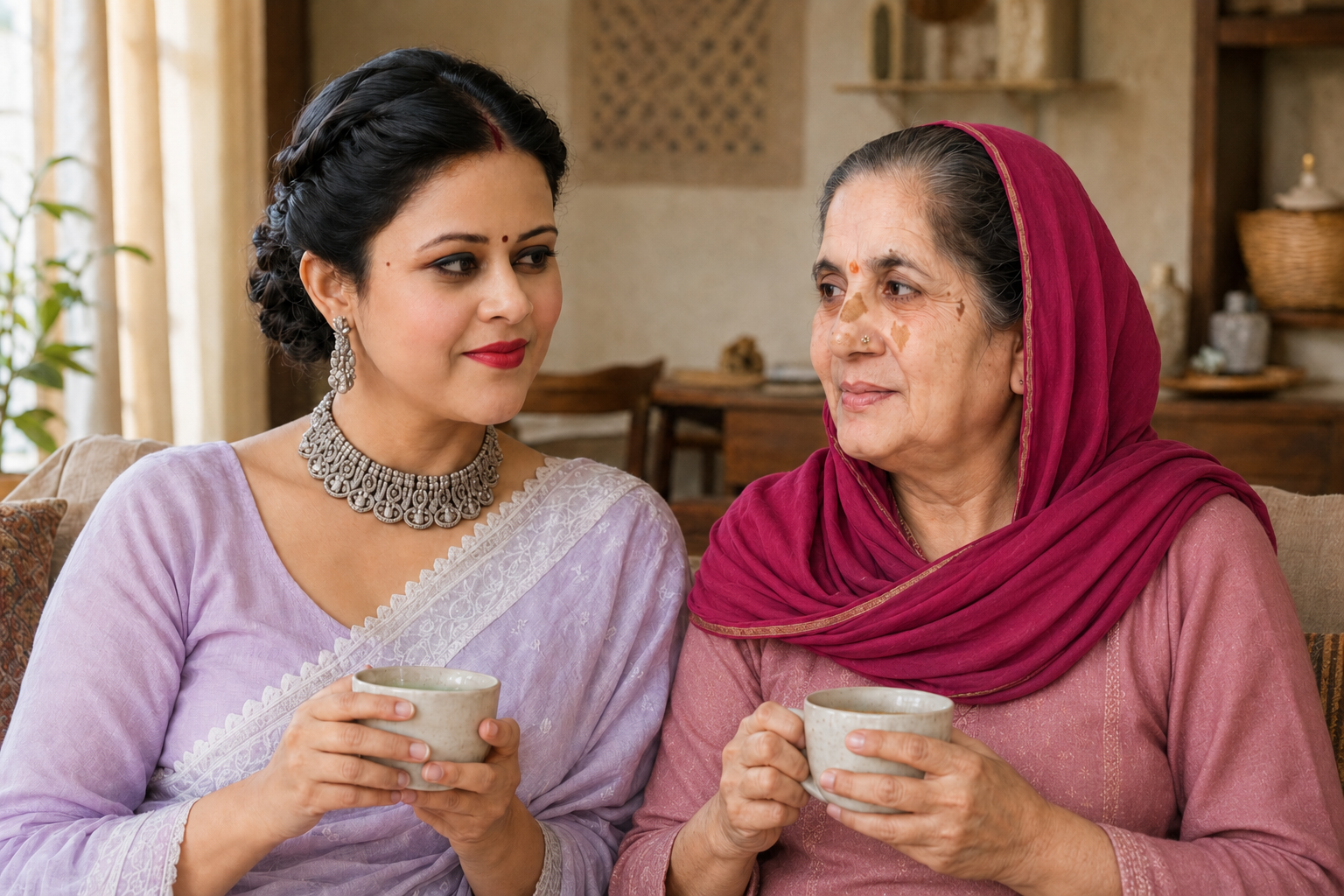 Manisha Sharma and her mother-in-law sharing a warm family moment over tea